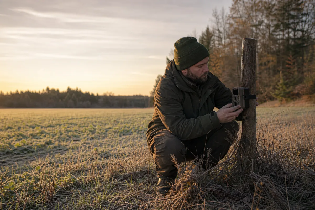 Viltkamera vid viltåker för uppföljning av viltvård